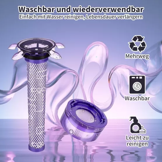 INF Ersatz-Zubehörset kompatibel mit Dyson V8 – 3 HEPA-Nachmotorfilter, 3 Vorfilter kompatibel mit Samsung & Reinigungsbürste
