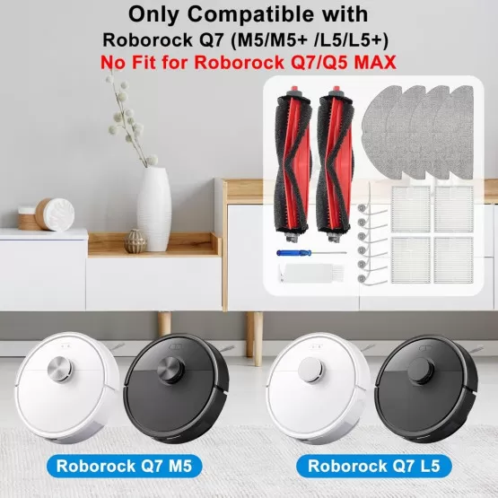 INF Ersatzteil-Kit kompatibel mit Roborock Q7, M5+, L5, L5+ – Hauptbürsten, Seitenbürsten, Filter & Wischpads