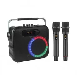INF Tragbarer PA-Lautsprecher mit Bluetooth 5.0, TWS, Dual VHF-Mikrofone, 80W Full-Range-Sound, LED-Modi, 4000mAh Akku