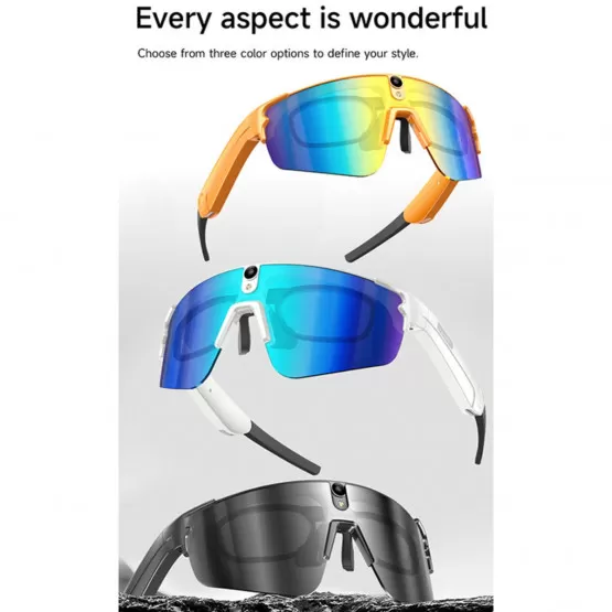 INF KI-Smart-Sonnenbrille mit 8MP-Kamera, gyroskopischer Stabilisierung, Wi-Fi & Bluetooth, Schwarz — kompatibel mit Android