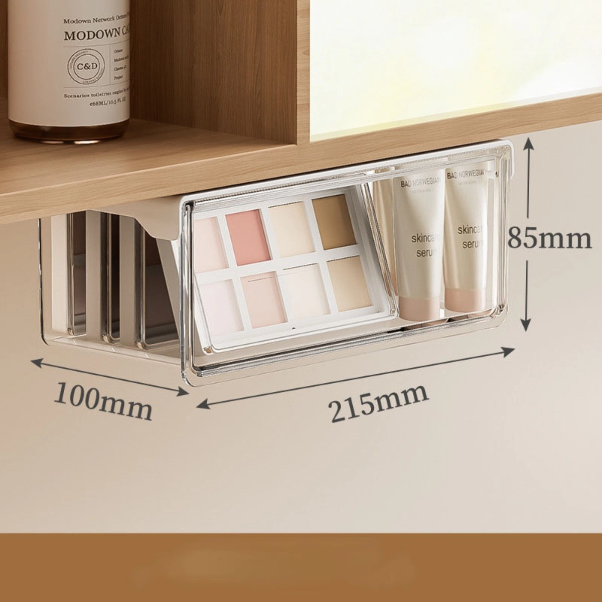 INF Unter-Spiegelschrank Organizer Schublade, Transparente ABS.PET