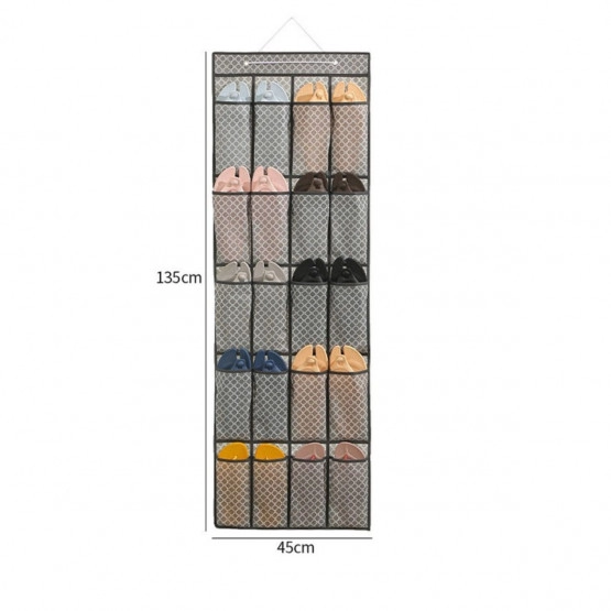 INF Über-die-Tür Hängeorganizer mit Kleeblattmuster, 20 Taschen, Grau