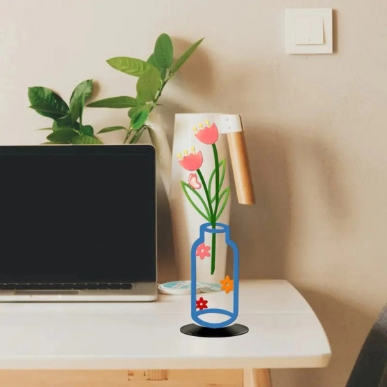 INF Kreative 2D flache bunte Eisenvase Deko, Gelbe kleine Margerite