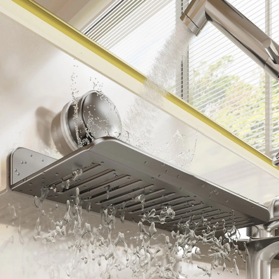 INF Über-Wasserhahn U-förmiges Saugnapf-Regal 40cm – Gun-Grau