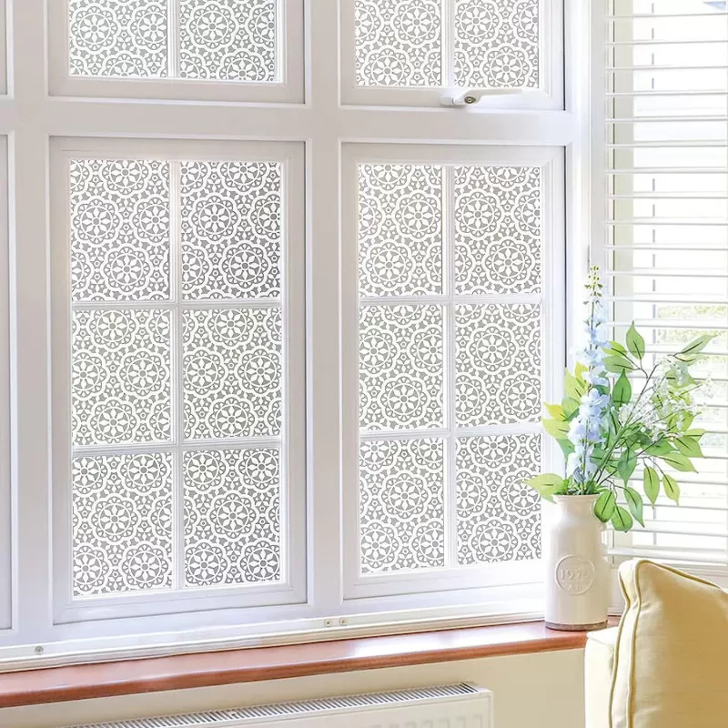 INF Fensterfolie zum Schutz der Privatsphäre, Blumenmuster, statisch