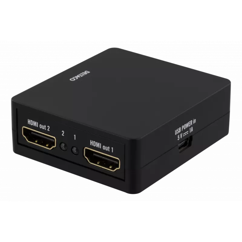 HDMI-Splitter, 1x HDMI-Eingang, 2x HDMI-Ausgang, 6,75 Gbit/s, schwarz 